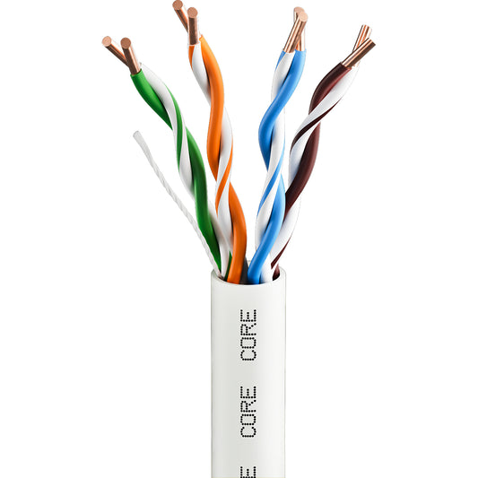 CORE CAT5e Indoor U/UTP Solid Bare Copper Cable, LSZH, 305m, 24AWG, CPR Dca, 350MHz