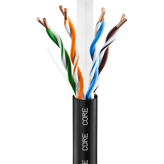CORE CAT6 Outdoor U/UTP Solid Bare Copper Cable, PE, 305m, 23AWG, CPR Fca, 550MHz