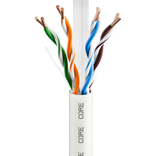 CORE CAT6 Indoor U/UTP Solid Bare Copper Cable, LSZH, 305m, 23AWG, CPR Dca, 550MHz