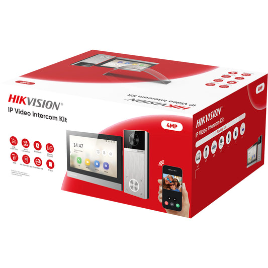 Hikvision IP PoE Intercom Kit: 4MP Door Station with Rain Shield & 7" Touch Screen