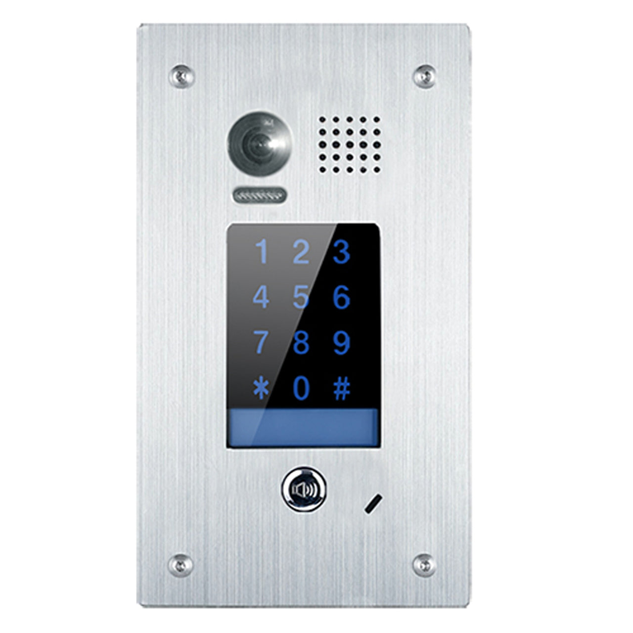 Intercom With Keypad Technomate 2-Wire Intercom 1-Button with Keypad, Stainless Steel, Flus